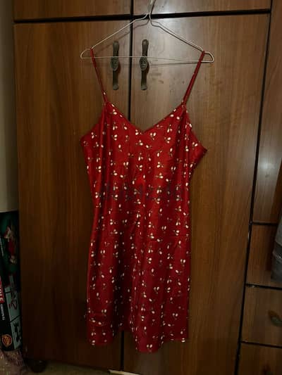  red satin slip dress  size x large