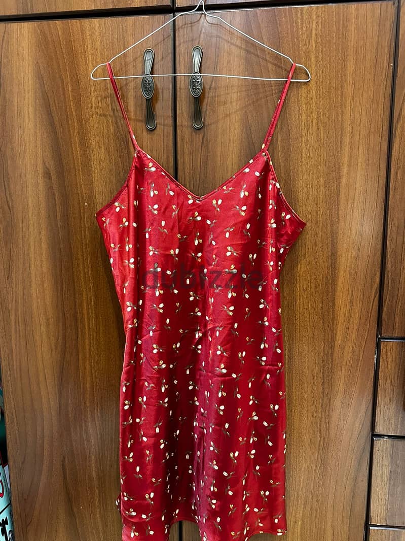  red satin slip dress  size x large 1