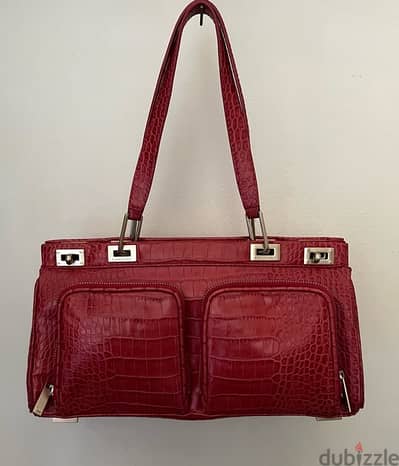 Lancel Crocodile Leather Double Pocket Tote