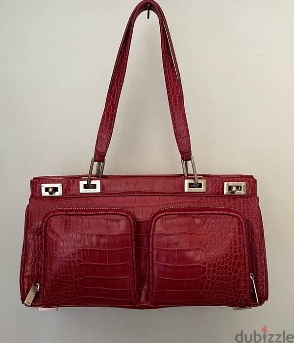 Lancel Crocodile Leather Double Pocket Tote 0