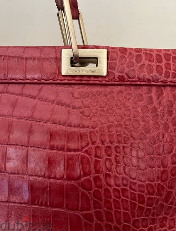 Lancel Crocodile Leather Double Pocket Tote 2