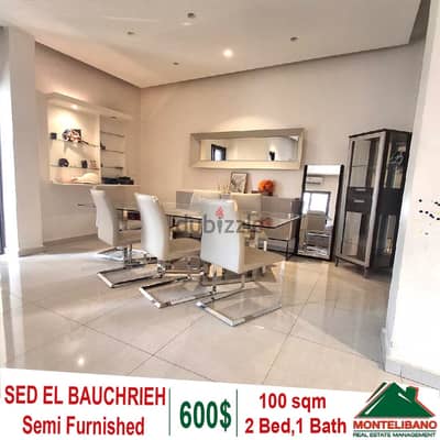 100 sqm Semi furnished apartment for rent in Sed El Bauchrieh!!