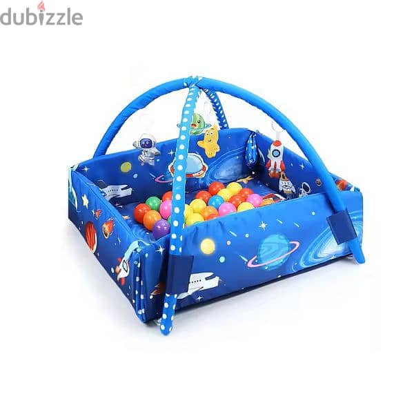 4 In 1 Activity Gym Ball Pit Play Mat & Rattles With Plastic Ball Set 0