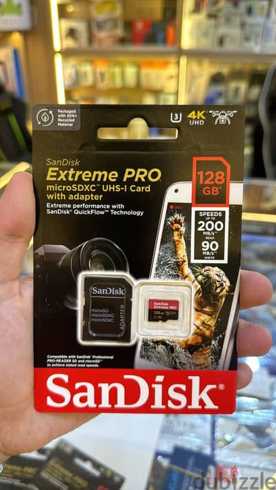 Sandisk Extreme pro microsdxc uhs-I card with adapter 128gb U3 A2 v30