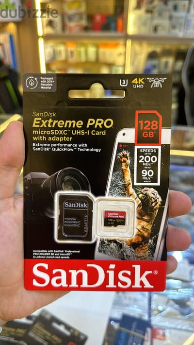 Sandisk Extreme pro microsdxc uhs-I card with adapter 128gb U3 A2 v30