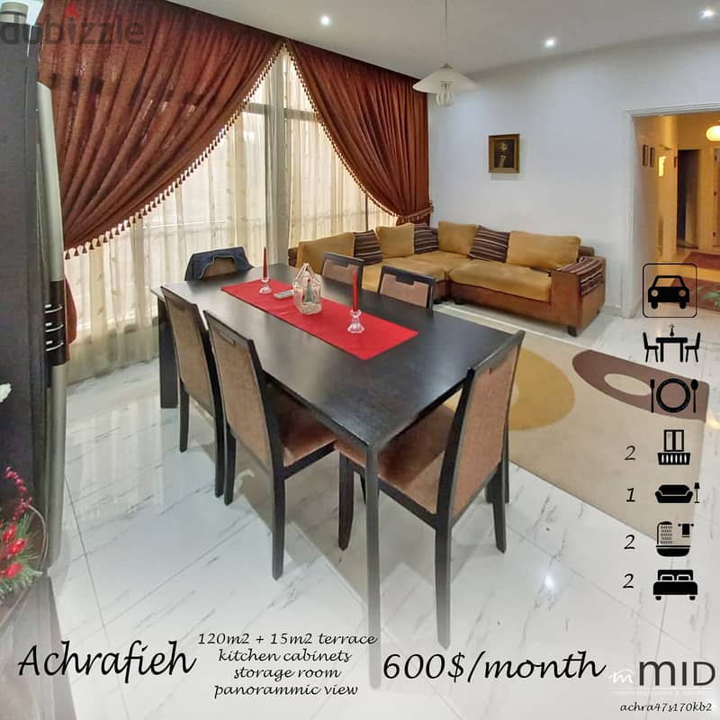 Ashrafieh | Charming Semi-Furnished 120m² + 15m² Terrace | Open View 0