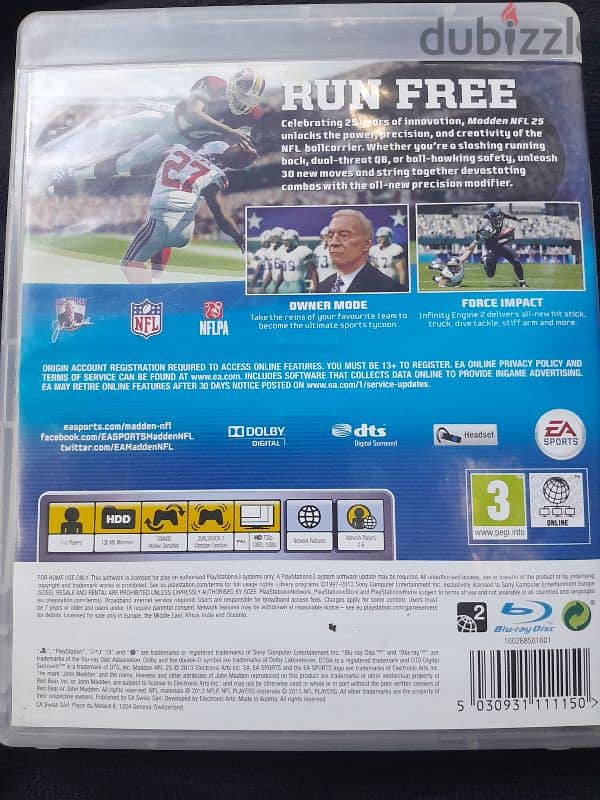 PS3 MADDEN 25 NFL excellent condition licensed NFL holo 3