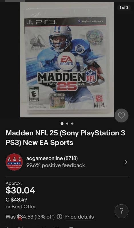 PS3 MADDEN 25 NFL excellent condition licensed NFL holo 4