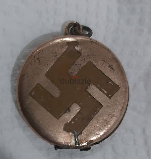 German Nazi Pendant Soldier+ his photo World War Two WW2 gold 9 0