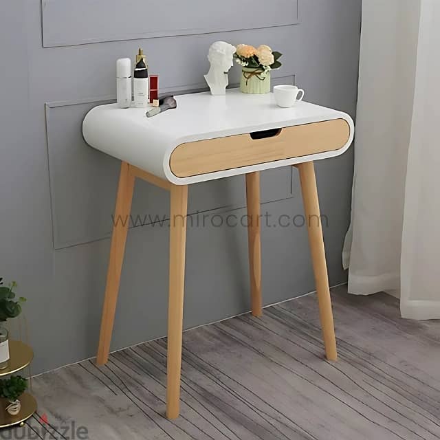 Modern Dressing Table with Wooden Legs & Makeup Drawer 2