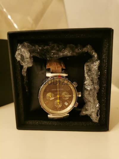 Louis Vuitton Brown Tambour Automatic Mens Wristwatch