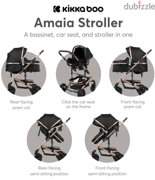 kikaboo amaia stroller with carseat 4