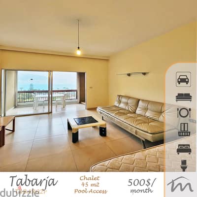 Tabarja | Furnished/Equipped 45m² Chalet | Panoramic Sea View