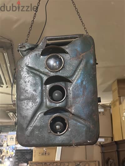 Vintage Jerry Can Repurposed Traffic Light Fixture