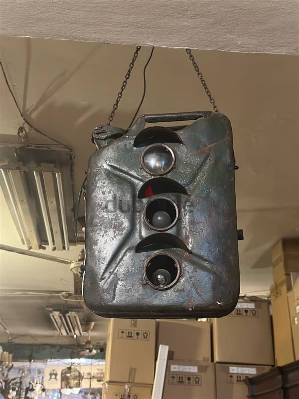 Vintage Jerry Can Repurposed Traffic Light Fixture 1