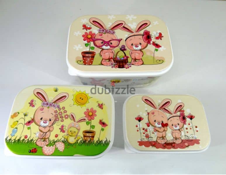 cute 3 pieces tapperwers set 2