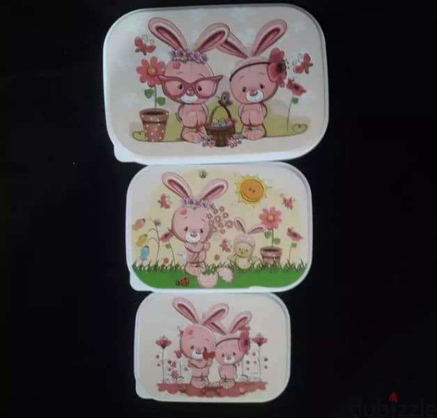 cute 3 pieces tapperwers set 5