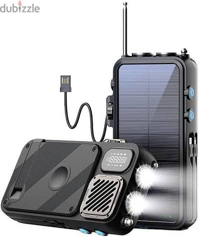 Powerology Solar Wireless Power Bank 16000 mAh, FM Radio, Speaker