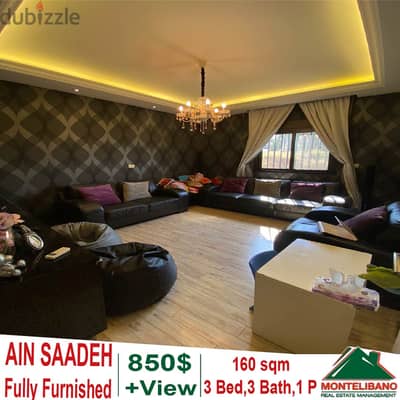 Fully Furnished 160sqm apartment for rent in Ain Saadeh with open view