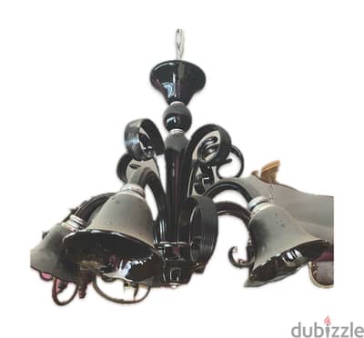 chandilier - Glass - Black - 5 LAmps - 04