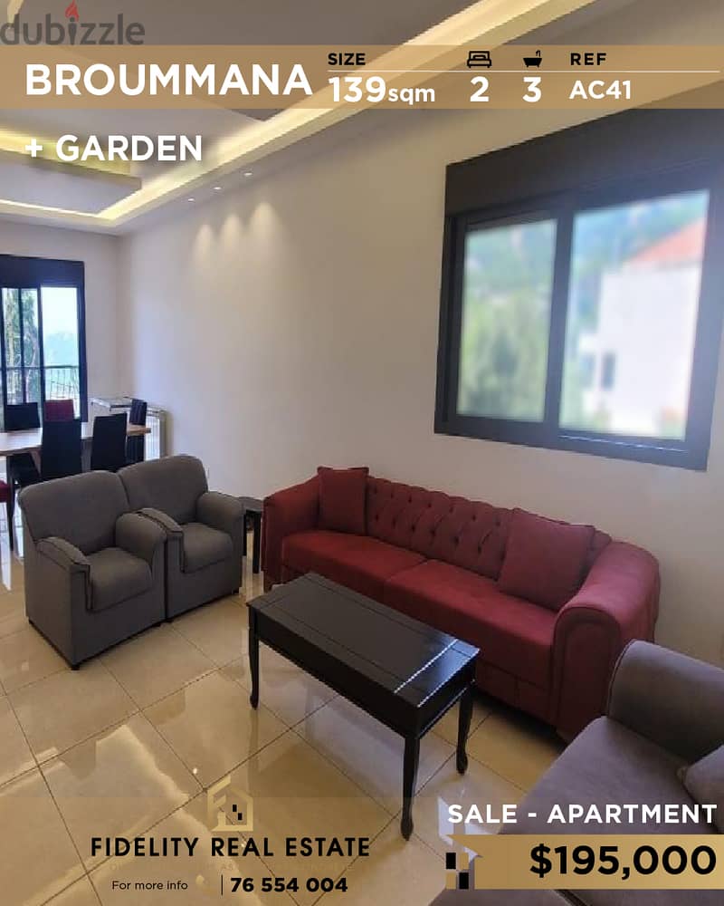 Apartment for sale in Broummana AC41 شقة لبيع في برمانا 0