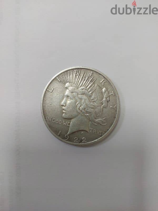 Peace Silver One Dollar Coin year 1922 0