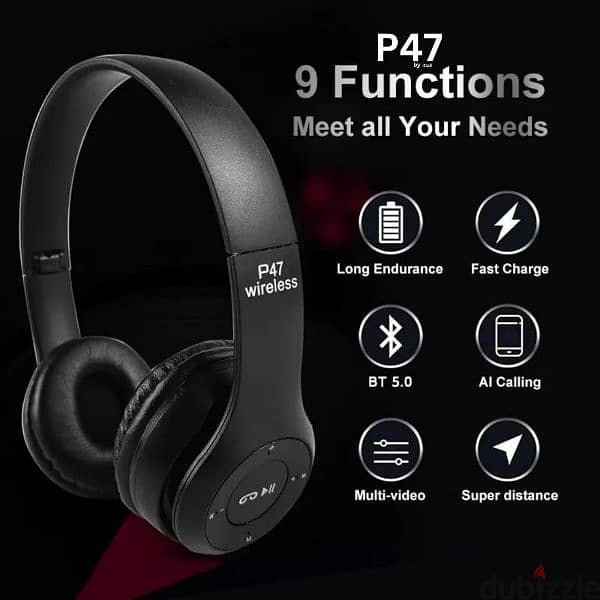 Black wireless bluetooth headphones 4