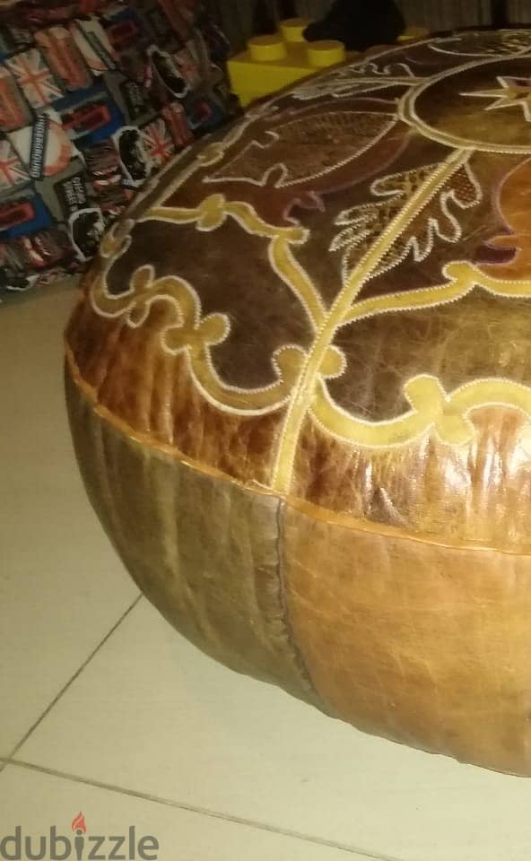 Vintage leather Pouf 58*25 cm 1