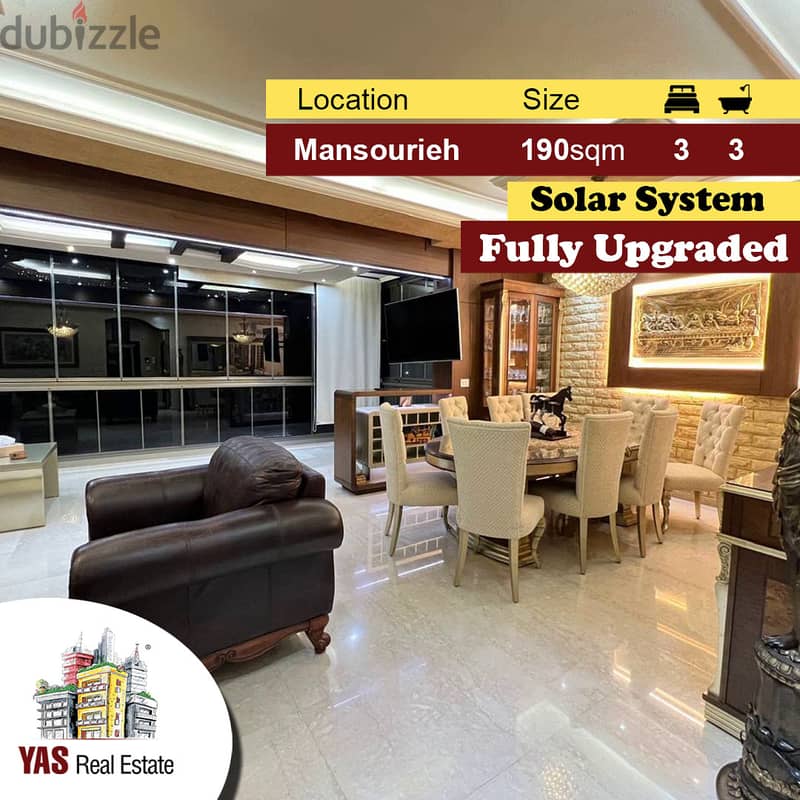 Mansourieh 190m2 | Upgraded | Flat | Solar System | Calm Street | PA 0