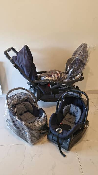 twins stroller +2 car seats