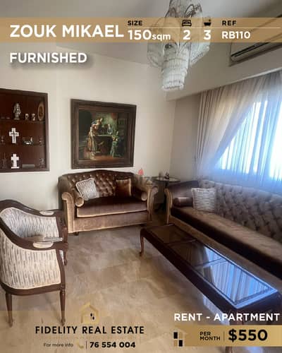 Apartment for rent in Zouk Mikael RB110