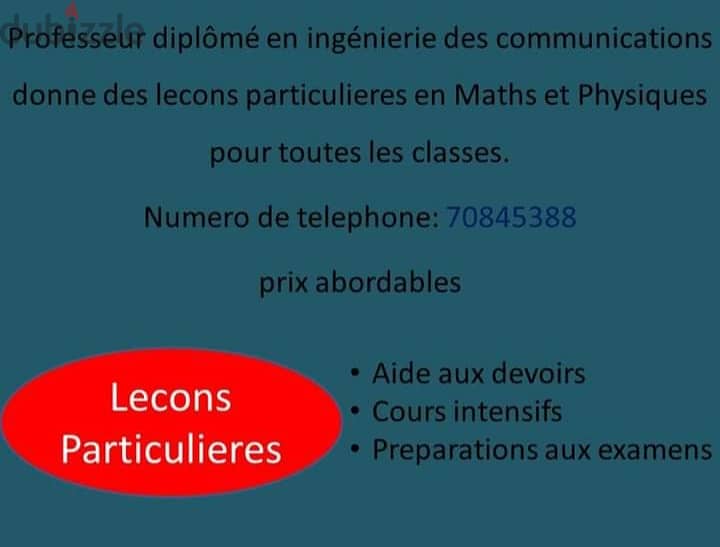 Lecons particulieres en math et physique 0