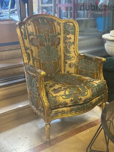 Elegant Louis XVI Bergère Chairs – Antique Gilded Pair