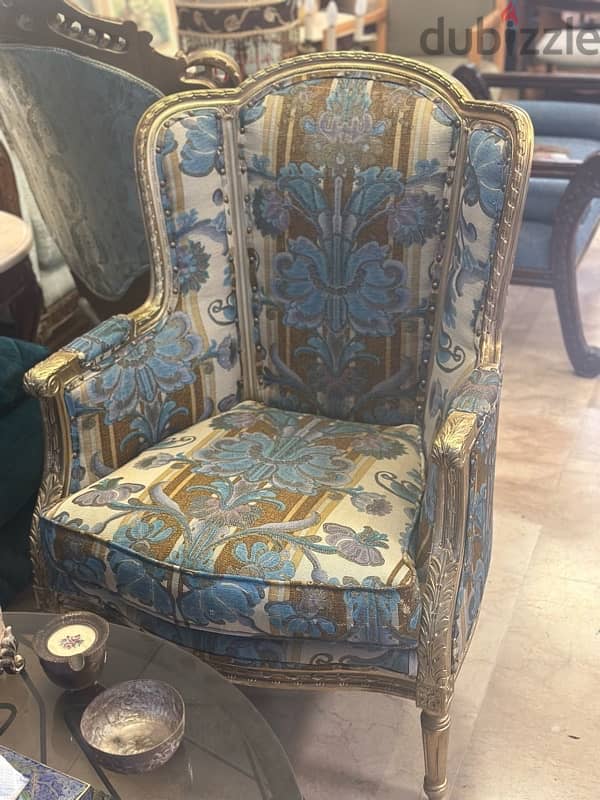 Elegant Louis XVI Bergère Chairs – Antique Gilded Pair 1