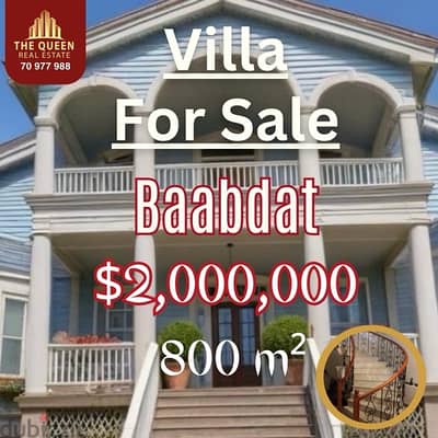 villa for sale in Baabdat فيلا للبيع في بعبدات منظر لا يحجب