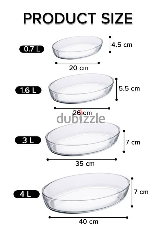 0.7/1.6/3/4L 4 Pcs Oval Baking Dish Oven-Safe with Non-Stick Coating 1