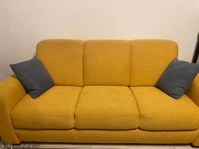 sofa 3 seats yellow colour imported