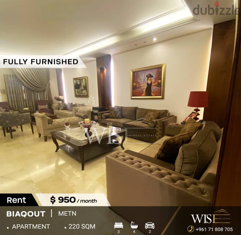 220 SQM fully furnished Apartment for RENT in Biaqout! 0