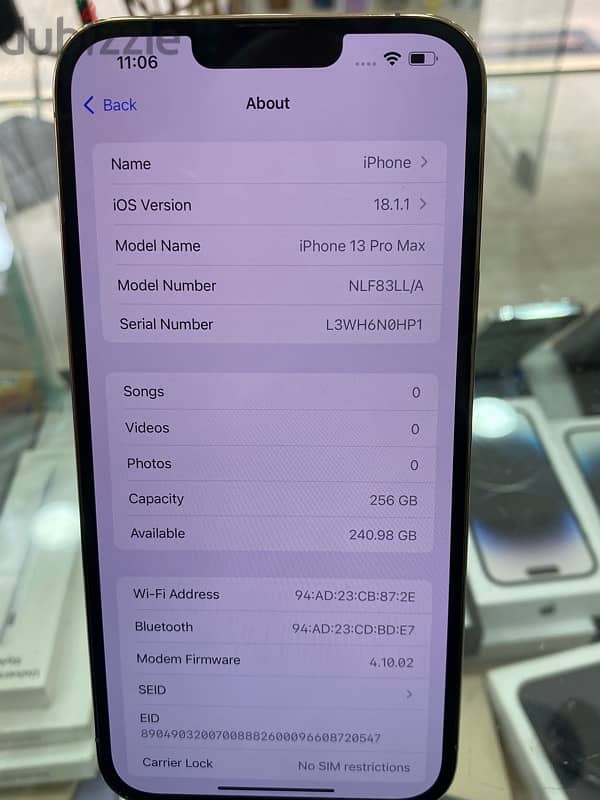 iphone 13 pro max 256gb Gold ktir ndif battery 100% mesh mafkouk 8