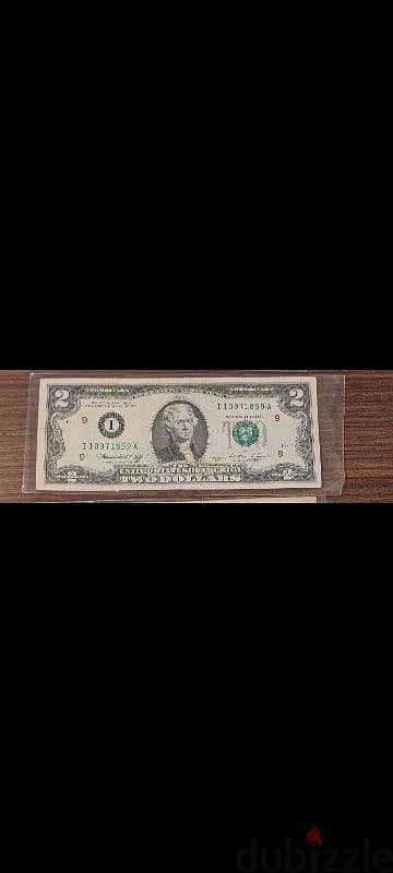 1976 circulated 2 dollars bill green seal