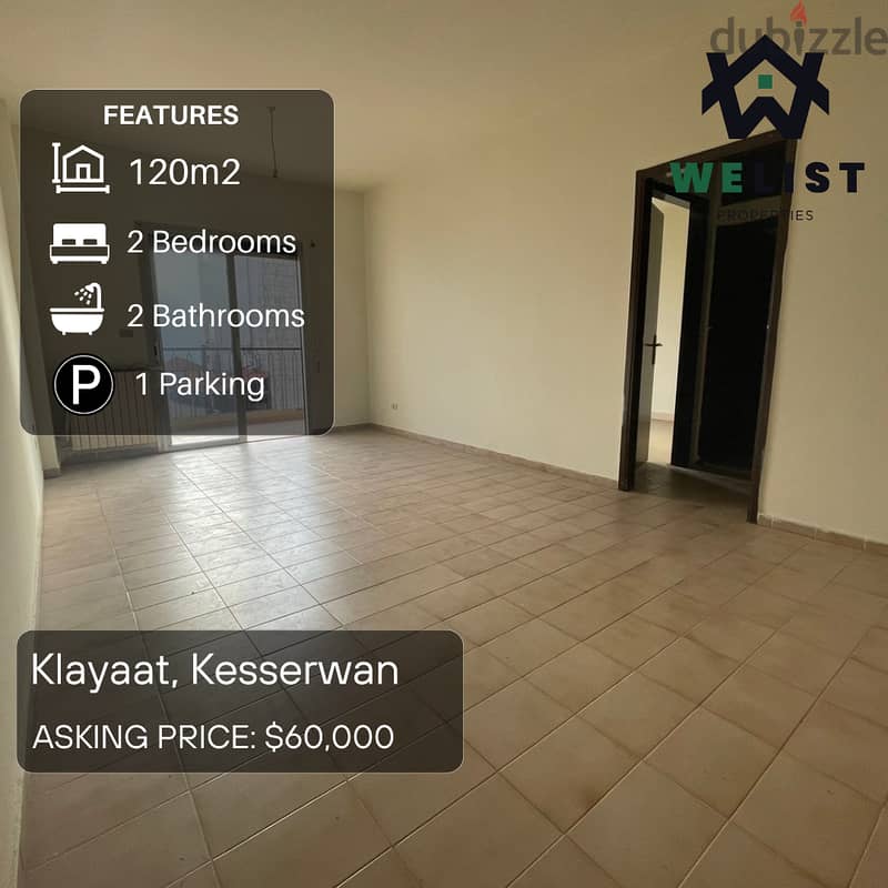 120sqm Apartment for sale in Klayaat 0