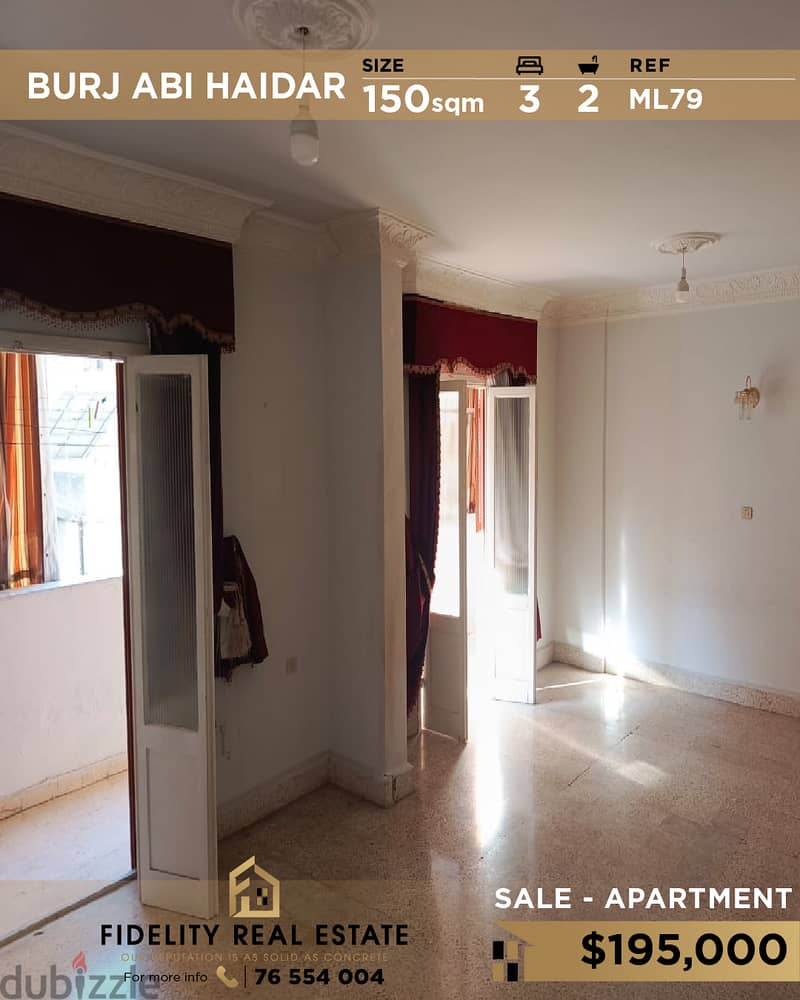 Apartment for sale in Burj Abi Haidar ML79شقة للبيع في برج ابي حيدر 0