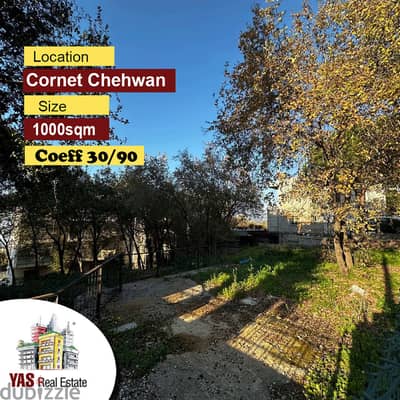 Cornet Chehwan 1000m2 | Land | Coeff 30/90 | Calm Area | PA