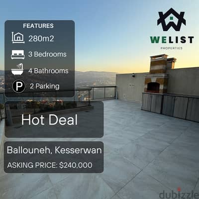 280sqm Duplex Apartment for sale in Ballouneh