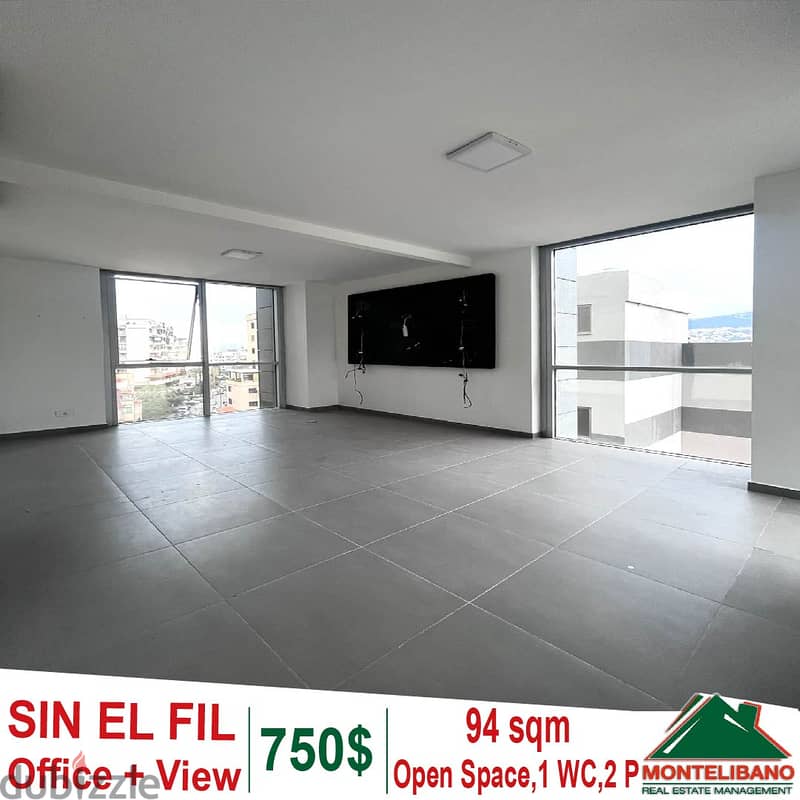 94 sqm New Office for rent in Sin El Fil with unblockable City View ! 0