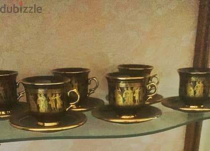 black handmade teacups in 24k gold