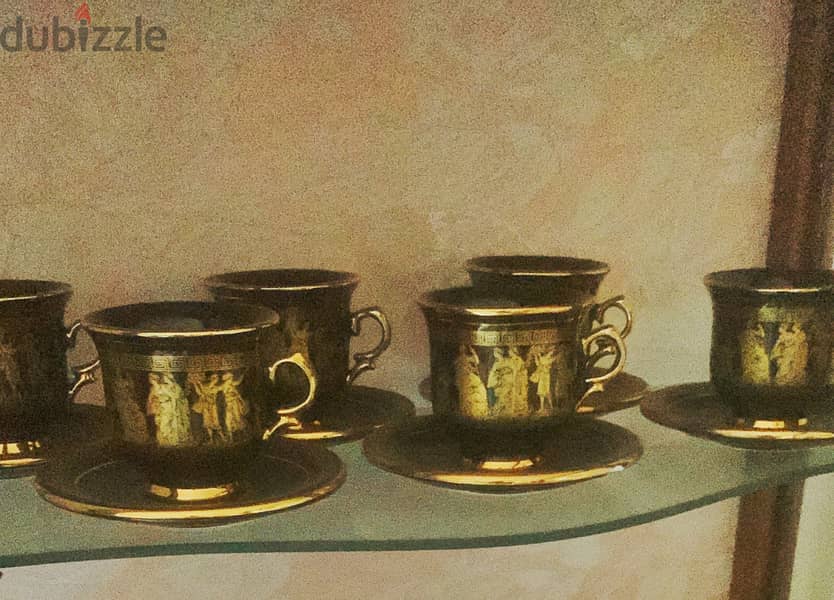 black handmade teacups in 24k gold 0