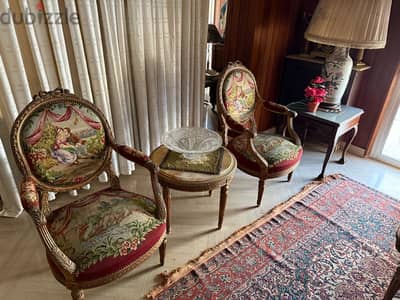 Antique chairs, sofa and tables