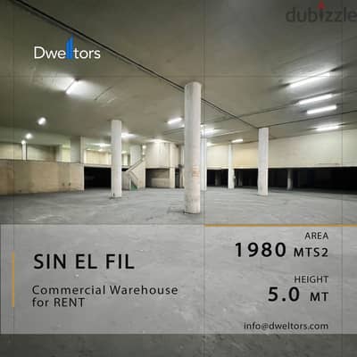 Warehouse for rent in SIN EL FIL - 1980 MT2 - 5.0 M Height