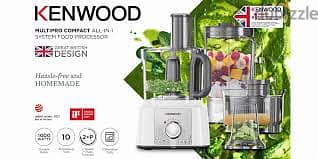 Kenwood FDP65.750Wh Food Processor 1000W 3L Bowl 1.5L محضرة طعام كينود 1